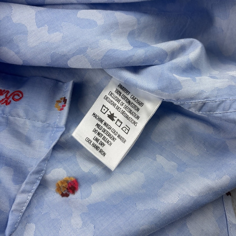 Robert Graham Shirt Mens Medium Blue Camo Geometric Button Up Lightweight Cotton - Picture 6 of 8